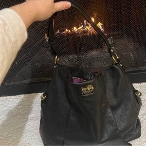 Black Leather Coach Shoulder Bag